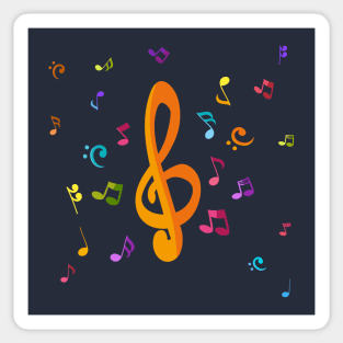 Colorful music notes with treble clef Sticker